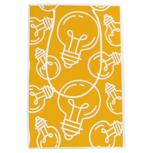 電球型アイディアモダン起業家黄白色 ミディアムペーパーバッグ (正面)