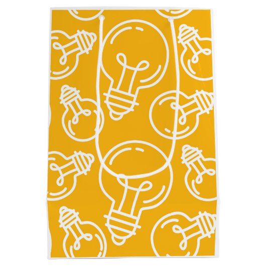 電球型アイディアモダン起業家黄白色 ミディアムペーパーバッグ (裏面)