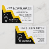 電球稲妻ボルト電気工事士電気 名刺 (正面/裏面)