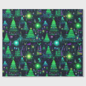 電紫色のクリスマスツリー ラッピングペーパー (フラット)
