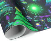 電紫色のクリスマスツリー ラッピングペーパー (ロールコーナー)