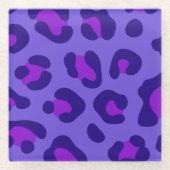 「電紫色ヒョウ」 ガラスコースター (正面)