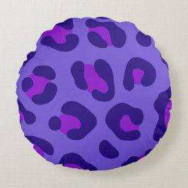 「電紫色ヒョウ」 ラウンドクッション