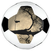 電線上の猫と満月 サッカーボール (回転)