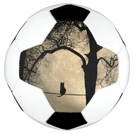 電線上の猫と満月 サッカーボール (正面)