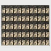 電線上の猫と満月 ラッピングペーパー (フラット)