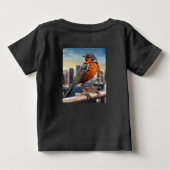 電線上の鳥たち – かわいい鳥たちのTシャツ ベビーTシャツ (裏面)