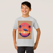 電線上の鳥たち – かわいい鳥の群れTシャツ Tシャツ (正面フル)