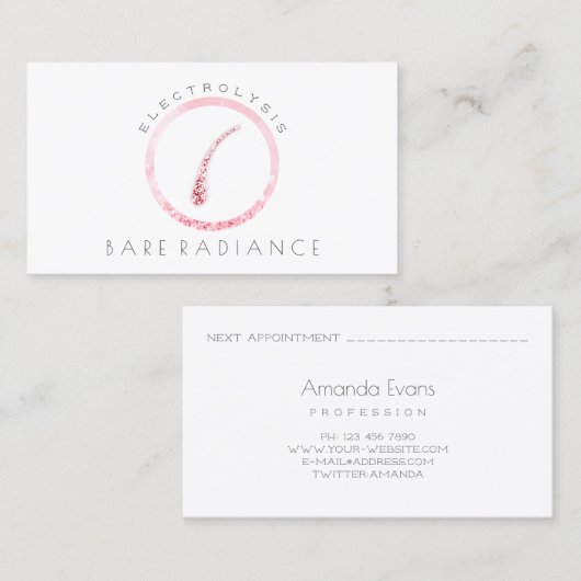 電解脱毛アポイントメントホワイトピンク 予約カード (正面/裏面)