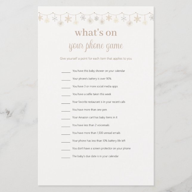 電話おもしろいの赤ちゃんシャワーゲームの内容 (正面)