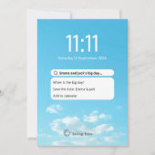 電話おもしろいロック画面の日付の保存 招待状 (正面)