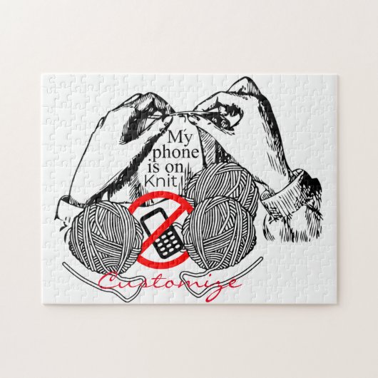 電話がニットThunder_Coveに入っている ジグソーパズル (横)