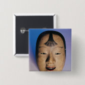 電話される若い男の子のNohの劇場のマスク 缶バッジ (正面&裏面)