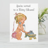 電話でおしゃべりするかわいい女の子 招待状 (スタンド正面)