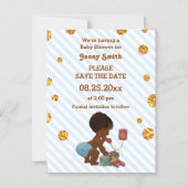 電話でのエスニック·ボーイの金ゴールド·紙吹雪の日付を節約 マグネット招待状 (正面)