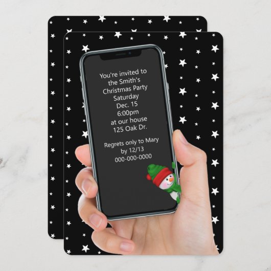 電話でのクリスマスパーティー文字メッセージ 招待状 (正面/裏面)