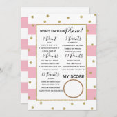 電話でのブライダルシャワーゲームでの花嫁の姿 招待状 (正面/裏面)