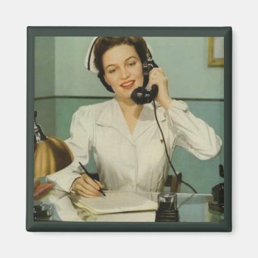 電話でのヴィンテージナース マグネット (正面)