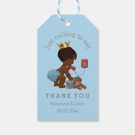 電話でエレガントの民族の王子ありがとう ギフトタグ (裏面)
