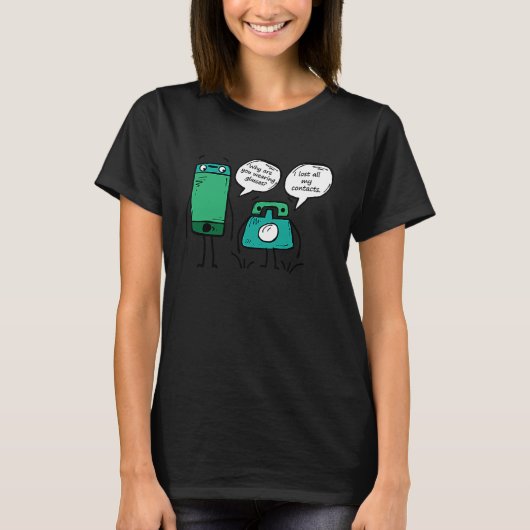 電話でジョークのユーモア Tシャツ (正面)