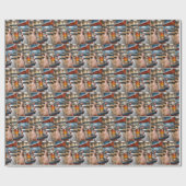 電話でビジュアルなイリュージョン頭が切れるビール ラッピングペーパー (フラット)