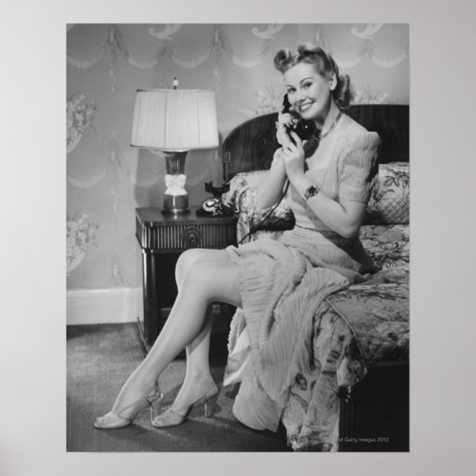 電話で話している女性 ポスター (正面)