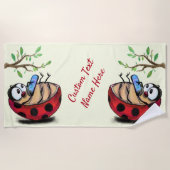 電話でLadybugあなたのテキスト名ビーチタオル ビーチタオル (正面)