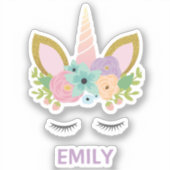 電話とラップトップのMagic Unicorn名ステッカー シール (正面)