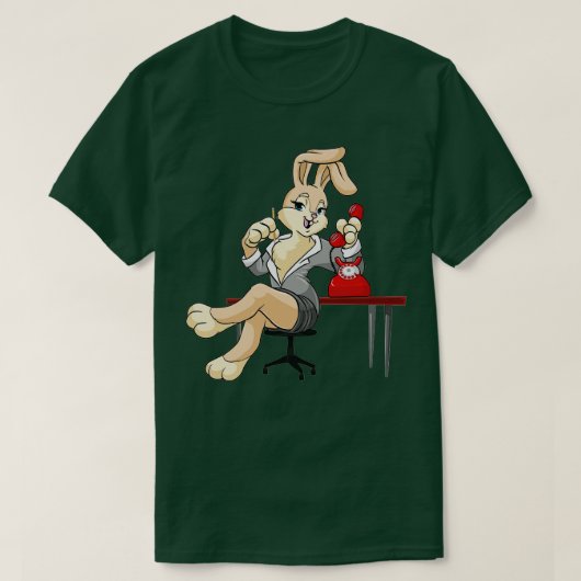 電話と鉛筆で秘書としてのバニー Tシャツ (デザイン正面)
