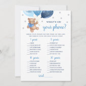 電話に何がある赤ちゃんシャワーTeddyベアーカード 招待状 (正面)