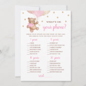 電話に何がある赤ちゃんシャワーTeddyベアーカード 招待状 (正面)