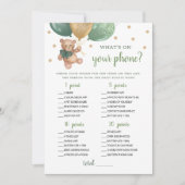 電話に何がある赤ちゃんシャワーTeddyベアーカード 招待状 (正面)