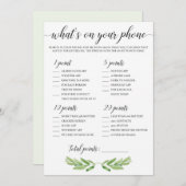 電話に何がベビーシャワーゲームグリーン葉 (正面/裏面)