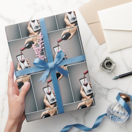 電話に注ぐ赤ワイン頭が切れる ラッピングペーパー (ギフト)