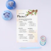 電話のウェディングシャワーゲームカードの内容 チラシ (シングル)