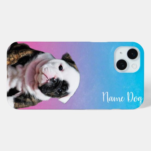 電話のケースでブルドッグの英語の犬の名前を変更 Case-Mate iPhoneケース (裏面 (横))