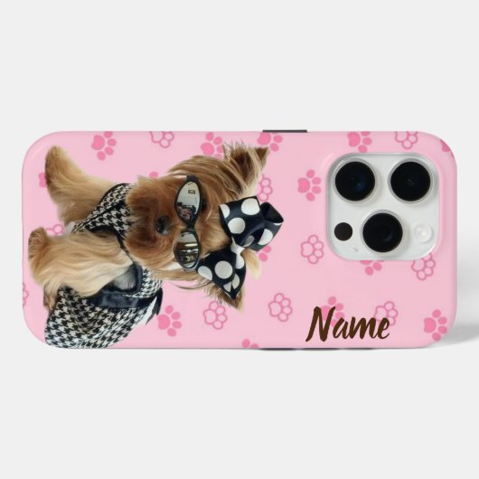 電話のケースでヨークシャーテリ犬の名前を変更する Case-Mate iPhoneケース (裏面 (横))