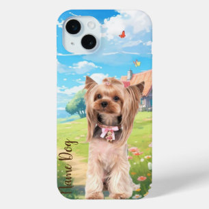 電話のケースでヨークシャーテリ犬の名前を変更する iPhone 15 MINIケース