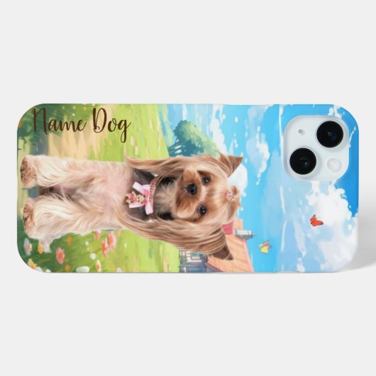 電話のケースでヨークシャーテリ犬の名前を変更する Case-Mate iPhoneケース (裏面 (横))