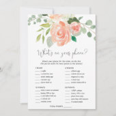 電話のゲームのピーチに何がブライダルシャワー 招待状 (正面)