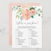 電話のゲームのピーチに何がブライダルシャワー 招待状 (正面/裏面)