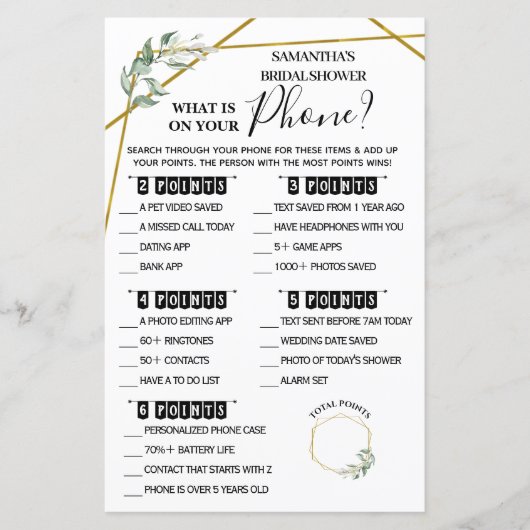 電話のバイリンガルブライダルシャワーゲーム (正面)