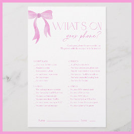 電話のピンクボウブライダルシャワーゲーム