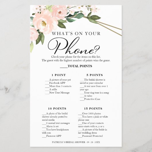 電話のピンク色の赤面フローラ幾何学的 チラシ (正面)