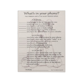 電話のベビーシャワーゲームのメモ帳の内容 ノートパッド