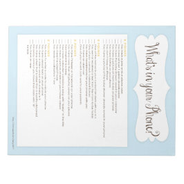 電話のベビーシャワーゲームメモ帳の青 ノートパッド