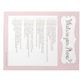 電話のベビーシャワーゲームメモ帳ピンク ノートパッド (正面)