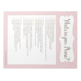 電話のベビーシャワーゲームメモ帳ピンク ノートパッド