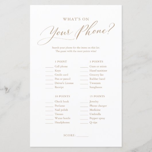 電話のミニマリストBaby Showerゲーム (正面)