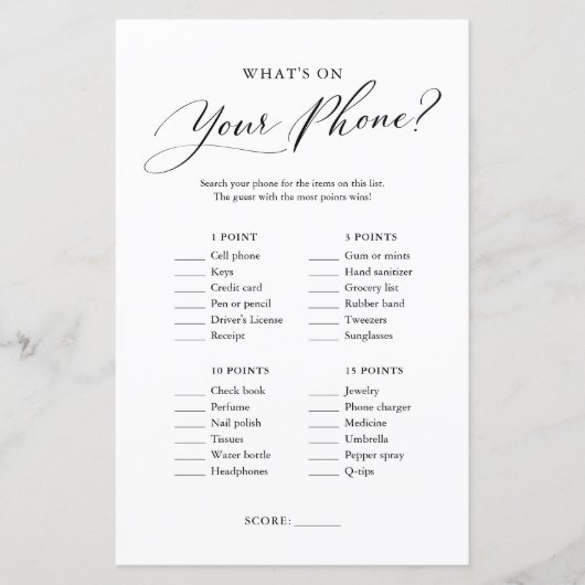 電話のミニマリストBaby Showerゲーム (正面)